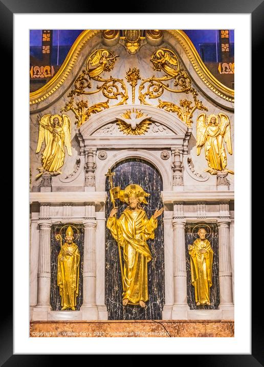 Golden Statues Angels Altar Saint Augustine Florida Framed Mounted Print by William Perry