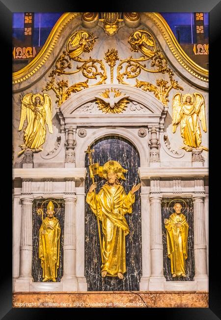 Golden Statues Angels Altar Saint Augustine Florida Framed Print by William Perry