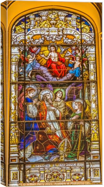Saint Augustine Jesus Stained Glass Cathedral Saint Augustine Fl Canvas Print by William Perry