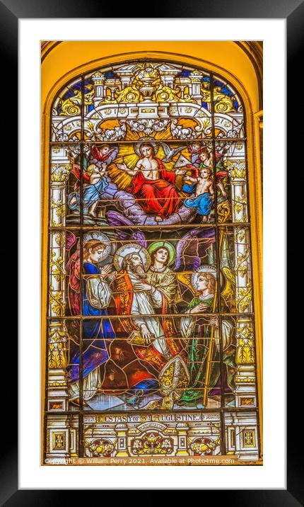 Saint Augustine Jesus Stained Glass Cathedral Saint Augustine Fl Framed Mounted Print by William Perry