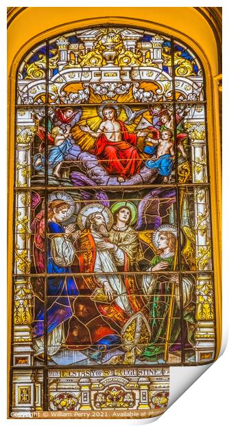 Saint Augustine Jesus Stained Glass Cathedral Saint Augustine Fl Print by William Perry