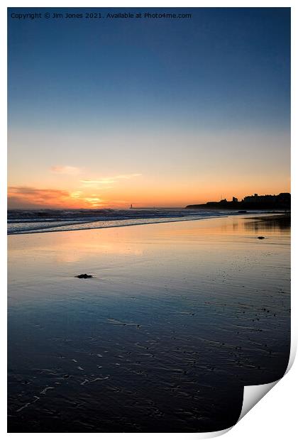 December daybreak over Tynemouth Long Sands Print by Jim Jones