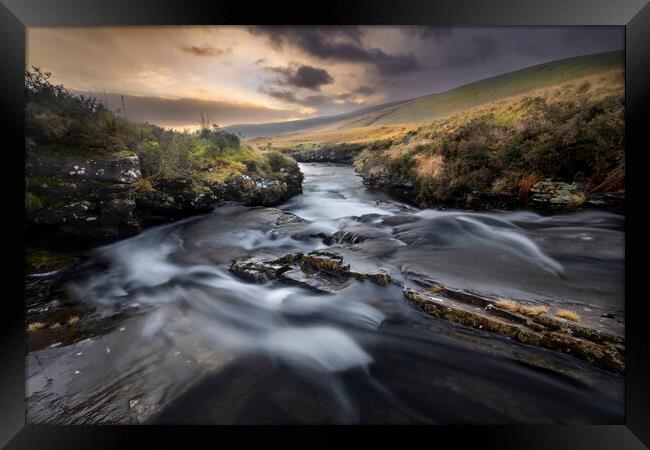Dusk at the River Tawe Framed Print by Leighton Collins