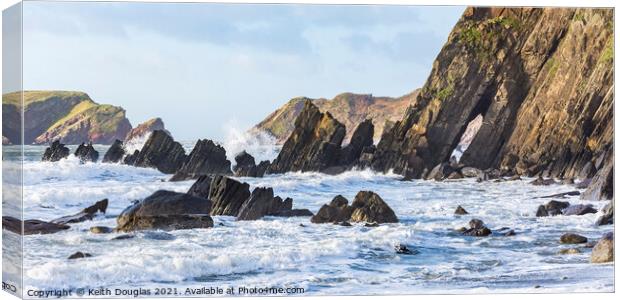 Stormy weather at Marloes Sands Canvas Print by Keith Douglas