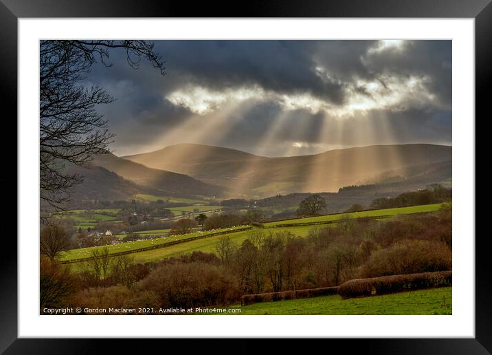 God's rays over the Brecon Beacons, South Wales Framed Mounted Print by Gordon Maclaren