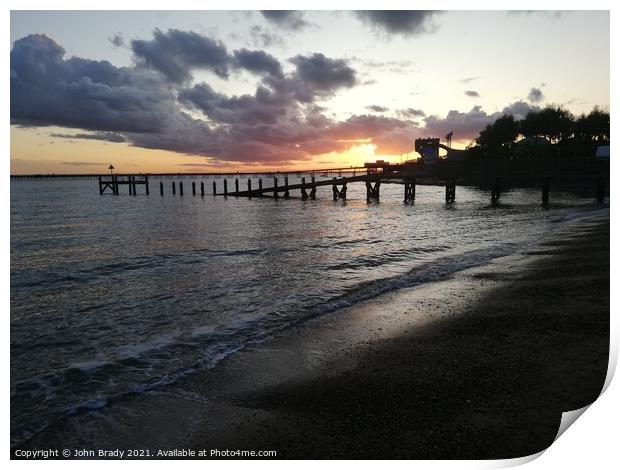 Beautiful of the sunset over Southend, England Print by John Brady