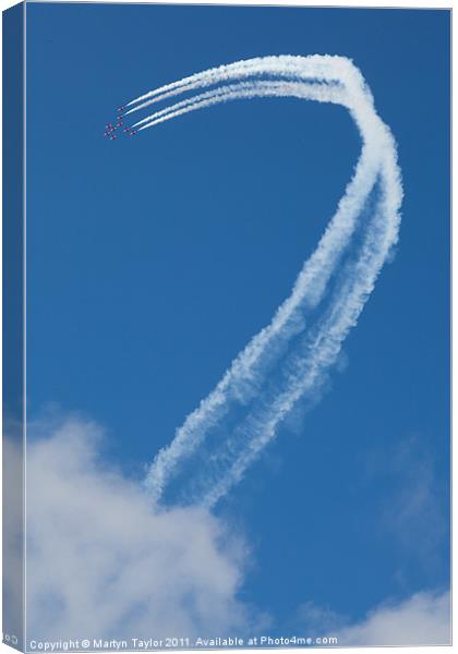 Red Arrows Cows Canvas Print by Martyn Taylor