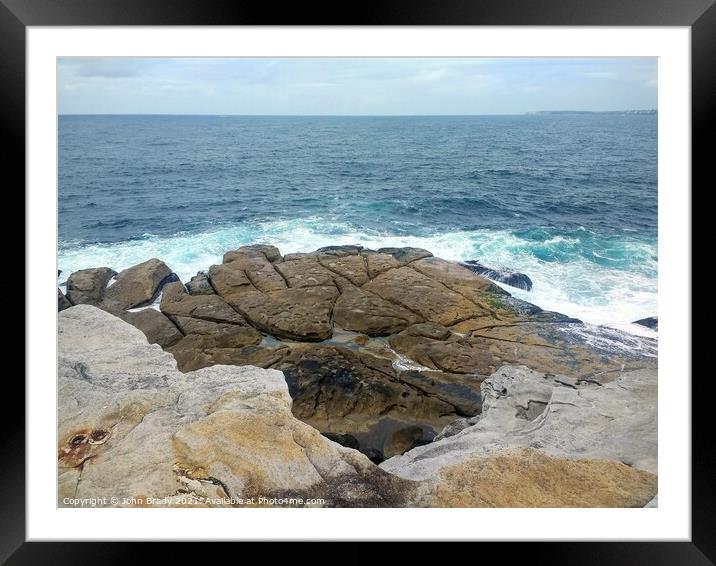 Beautiful view of the coast from Bondi Beach, New South Wales, Australia Framed Mounted Print by John Brady