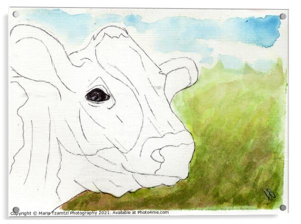 Original Art - Karla the Cow by Maria Tzamtzi Acrylic by Maria Tzamtzi Photography