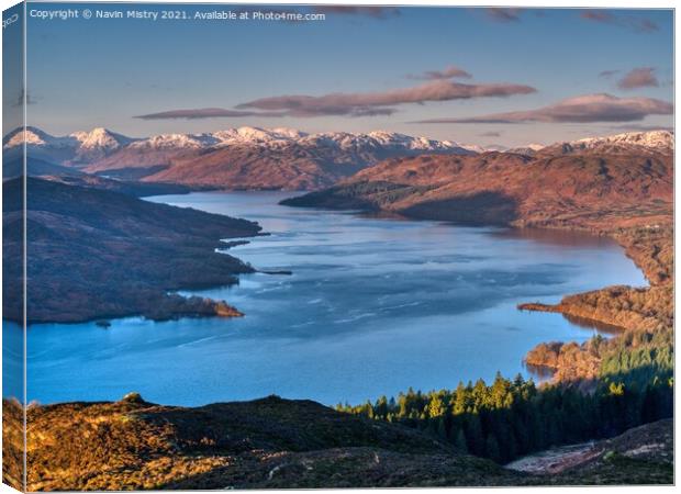 A view of Loch Katrine from Ben A'an Canvas Print by Navin Mistry