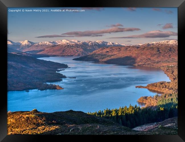 A view of Loch Katrine from Ben A'an Framed Print by Navin Mistry