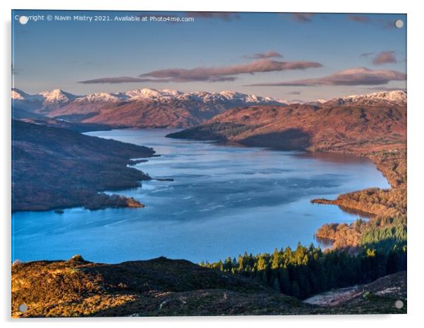 A view of Loch Katrine from Ben A'an Acrylic by Navin Mistry