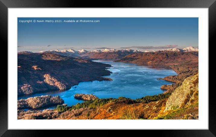 A Panoramic view of Loch Katrine from Ben A'an Framed Mounted Print by Navin Mistry