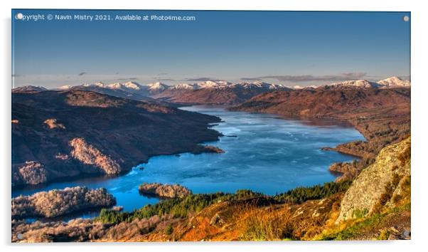 A Panoramic view of Loch Katrine from Ben A'an Acrylic by Navin Mistry