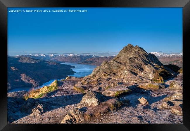 Ben A'an summit and Loch Katrine Framed Print by Navin Mistry