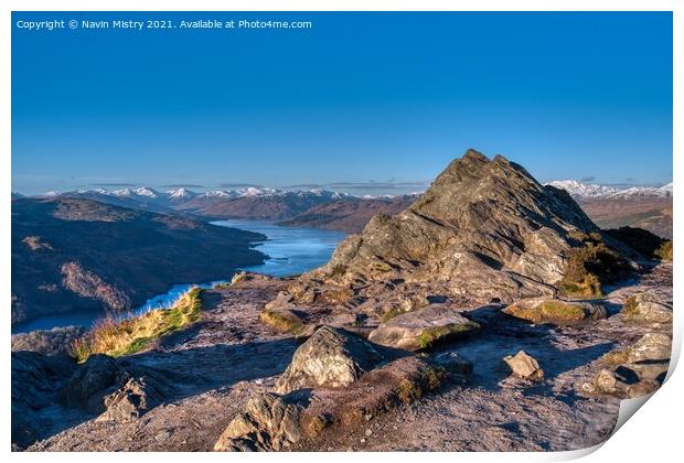 Ben A'an summit and Loch Katrine Print by Navin Mistry