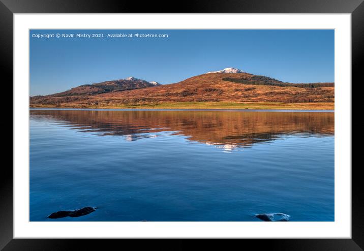 Ben Ledi and the still waters of Loch Venachar Framed Mounted Print by Navin Mistry