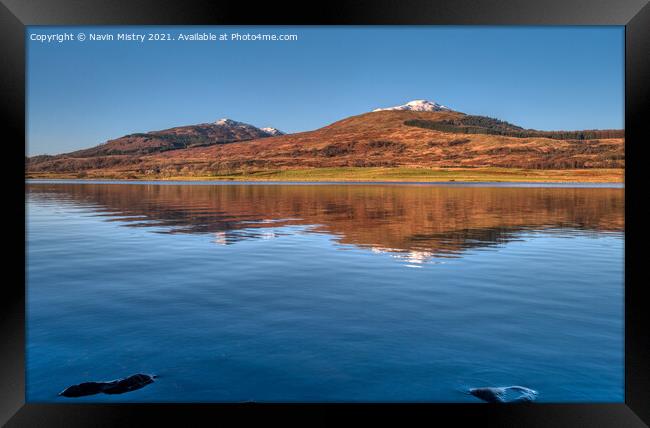 Ben Ledi and the still waters of Loch Venachar Framed Print by Navin Mistry