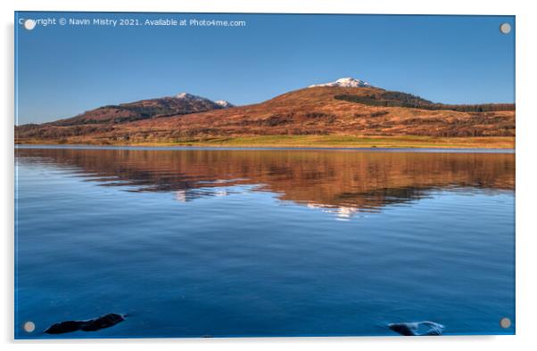 Ben Ledi and the still waters of Loch Venachar Acrylic by Navin Mistry