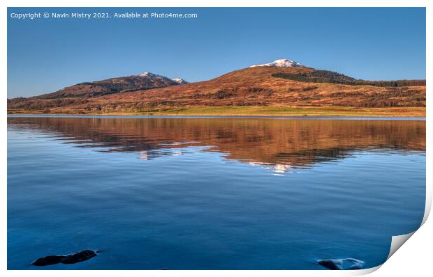 Ben Ledi and the still waters of Loch Venachar Print by Navin Mistry