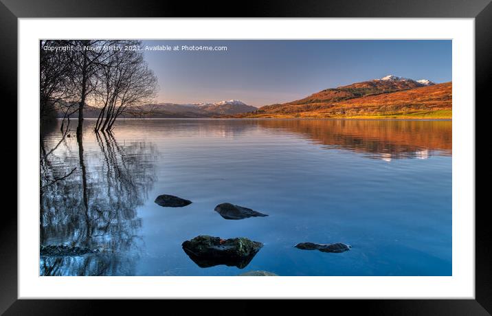 A view of Loch Venachar and Ben Venue Framed Mounted Print by Navin Mistry
