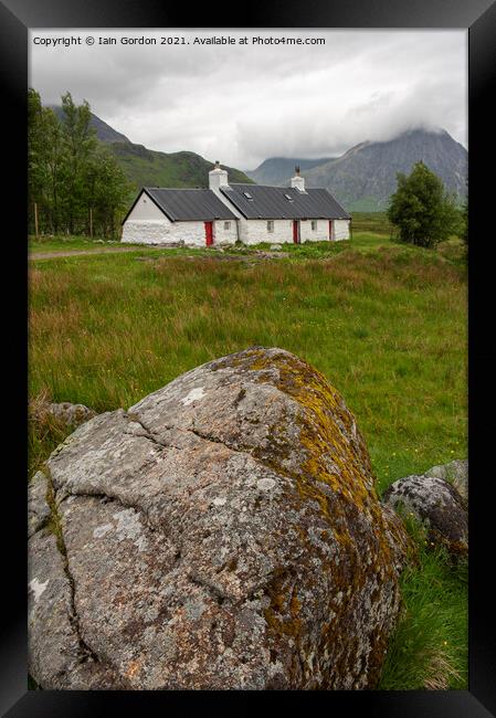 The Black Rock Cottage & Buachaille Etive Mor Glencoe Scotland Framed Print by Iain Gordon