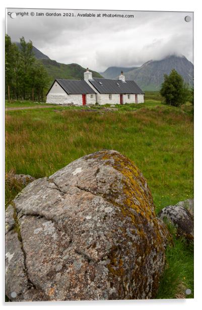 The Black Rock Cottage & Buachaille Etive Mor Glencoe Scotland Acrylic by Iain Gordon