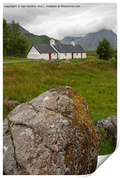 The Black Rock Cottage & Buachaille Etive Mor Glencoe Scotland Print by Iain Gordon