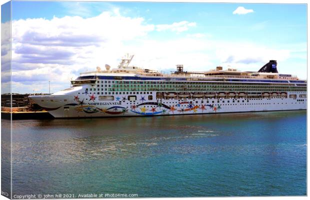 Cruise ship in Dock at Southampton. Canvas Print by john hill