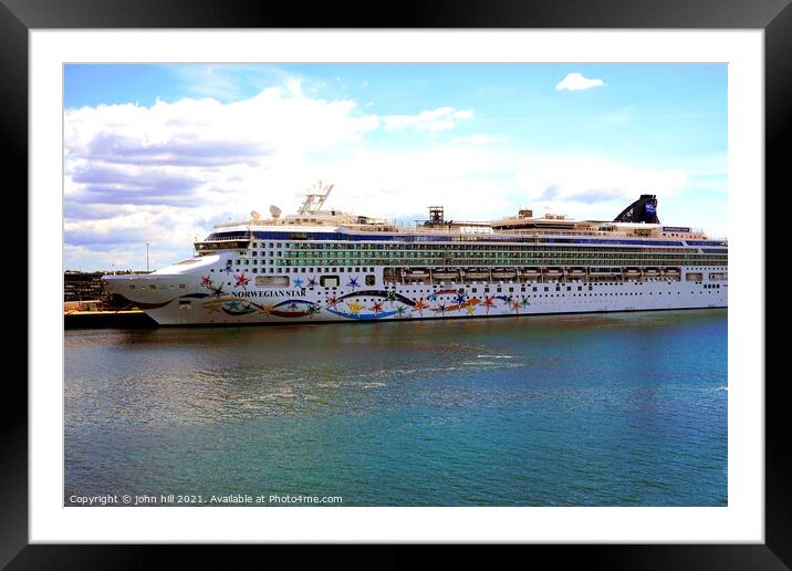 Cruise ship in Dock at Southampton. Framed Mounted Print by john hill