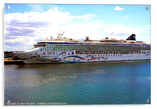 Cruise ship in Dock at Southampton. Acrylic by john hill