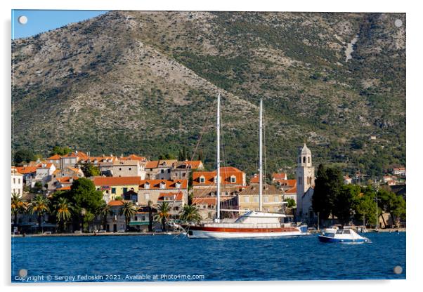 Yachts in harbor of Cavtat in Dalmatia, Croatia Acrylic by Sergey Fedoskin