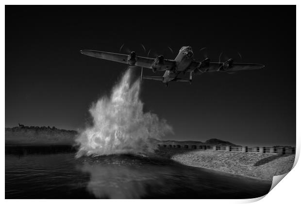 T for Tommy attacking the Sorpe Dam B&W version Print by Gary Eason