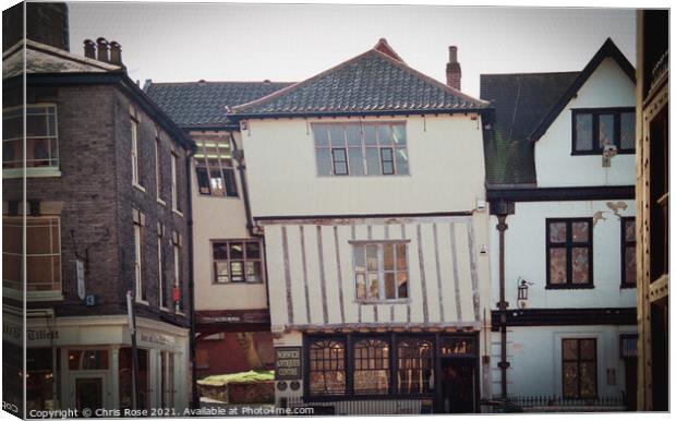 Norwich, Crooked old half-timbered building Canvas Print by Chris Rose