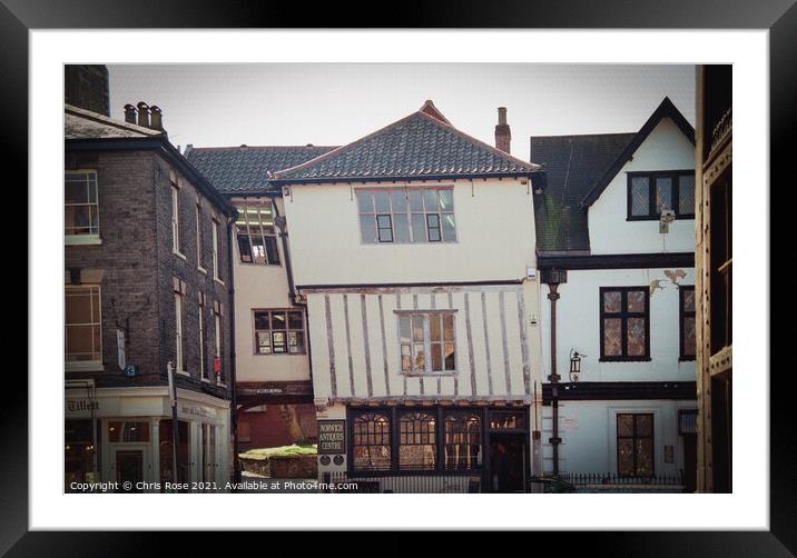 Norwich, Crooked old half-timbered building Framed Mounted Print by Chris Rose