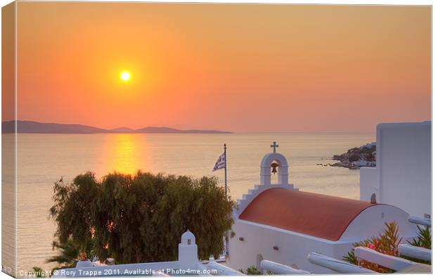 Mykonos sunset from Agios Ioannis Canvas Print by Rory Trappe