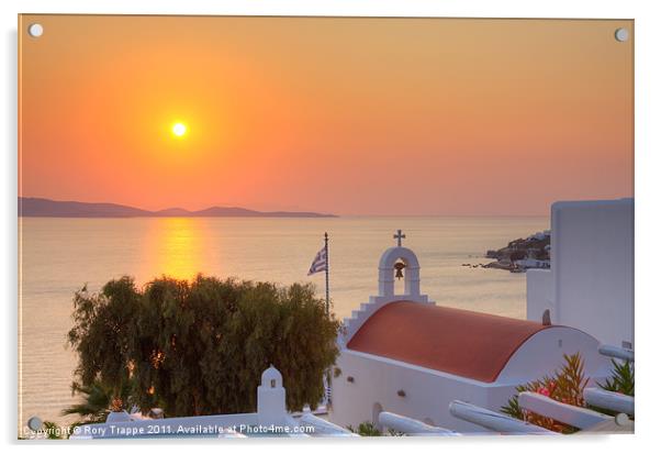 Mykonos sunset from Agios Ioannis Acrylic by Rory Trappe