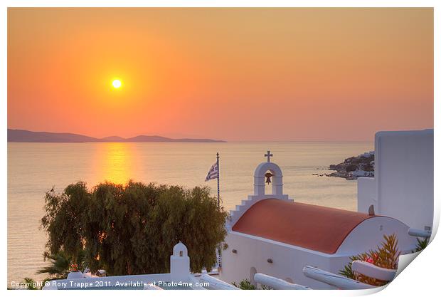 Mykonos sunset from Agios Ioannis Print by Rory Trappe