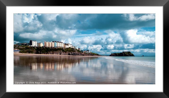 Tenby reflected Framed Mounted Print by Chris Rose