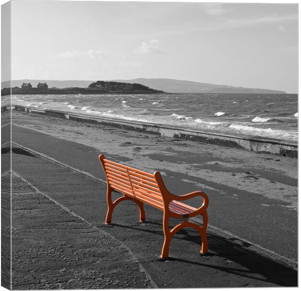 Prestwick beach bench Canvas Print by Allan Durward Photography