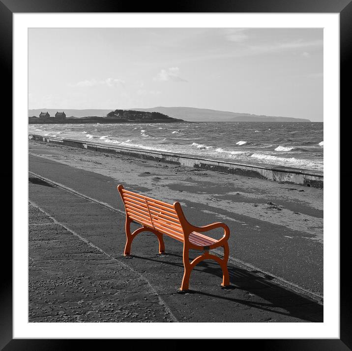 Prestwick beach bench Framed Mounted Print by Allan Durward Photography