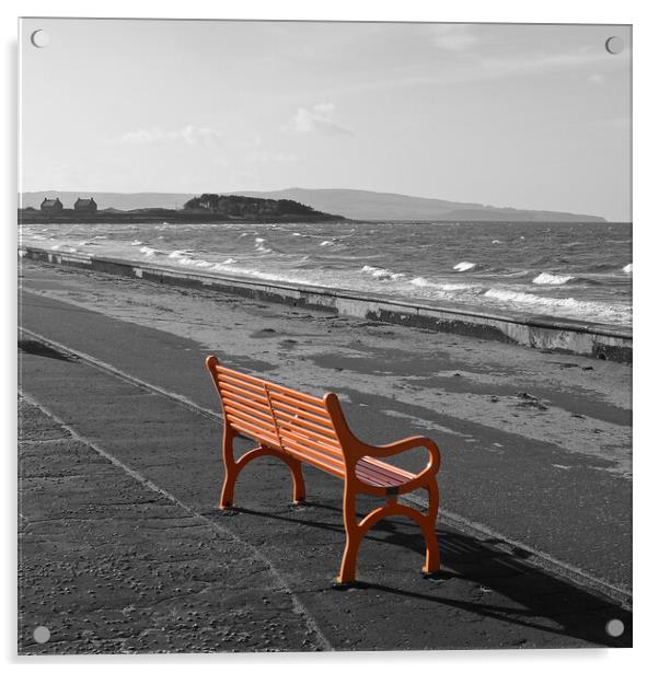 Prestwick beach bench Acrylic by Allan Durward Photography
