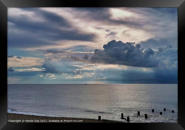 Majestic Storm Clouds Roll Over Hunstanton Beach Framed Print by Martin Day