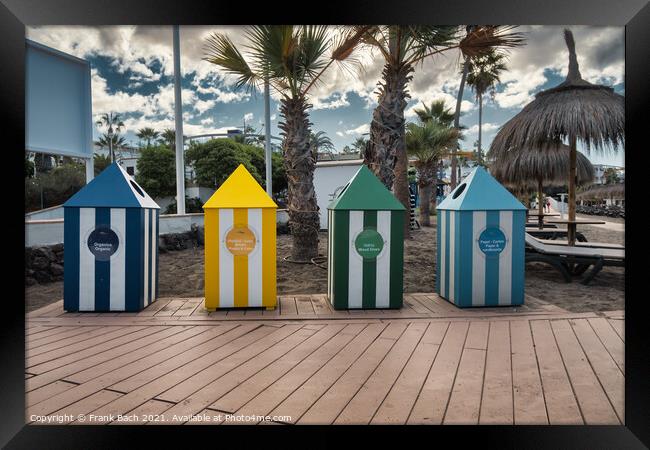 Garbage bins in many colors in Playa Los Americas on Tenerife, S Framed Print by Frank Bach
