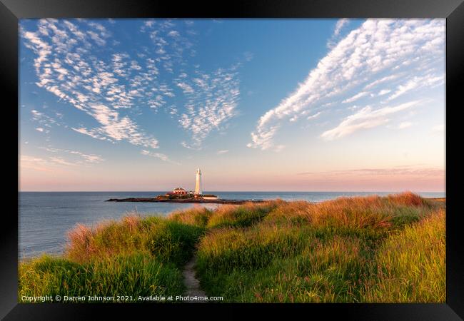 St Mary's Lighthouse  Framed Print by Darren Johnson