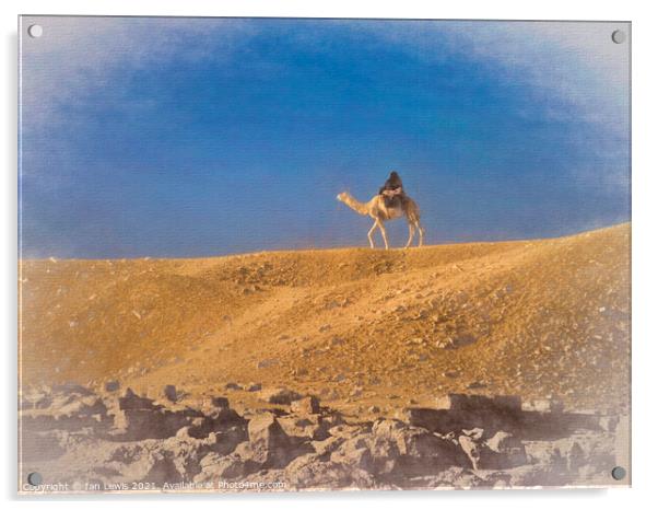 Lone Rider in the Sahara Sands Acrylic by Ian Lewis