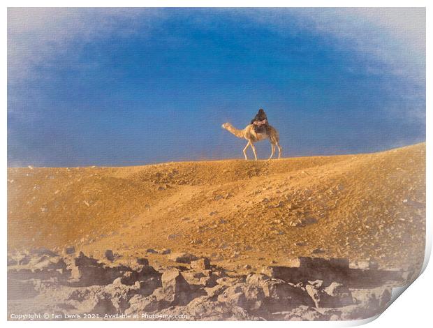 Lone Rider in the Sahara Sands Print by Ian Lewis