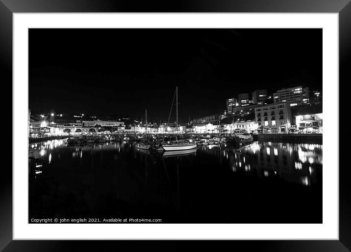 Torquay Harbour at Night Framed Mounted Print by john english