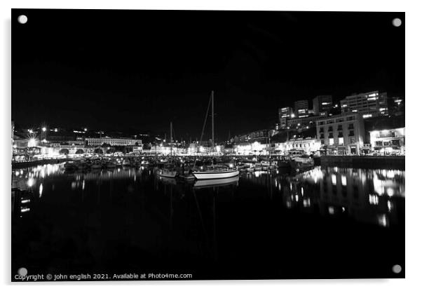 Torquay Harbour at Night Acrylic by john english