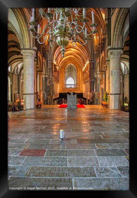 Brutal Assassination in Canterbury Cathedral Framed Print by Roger Mechan